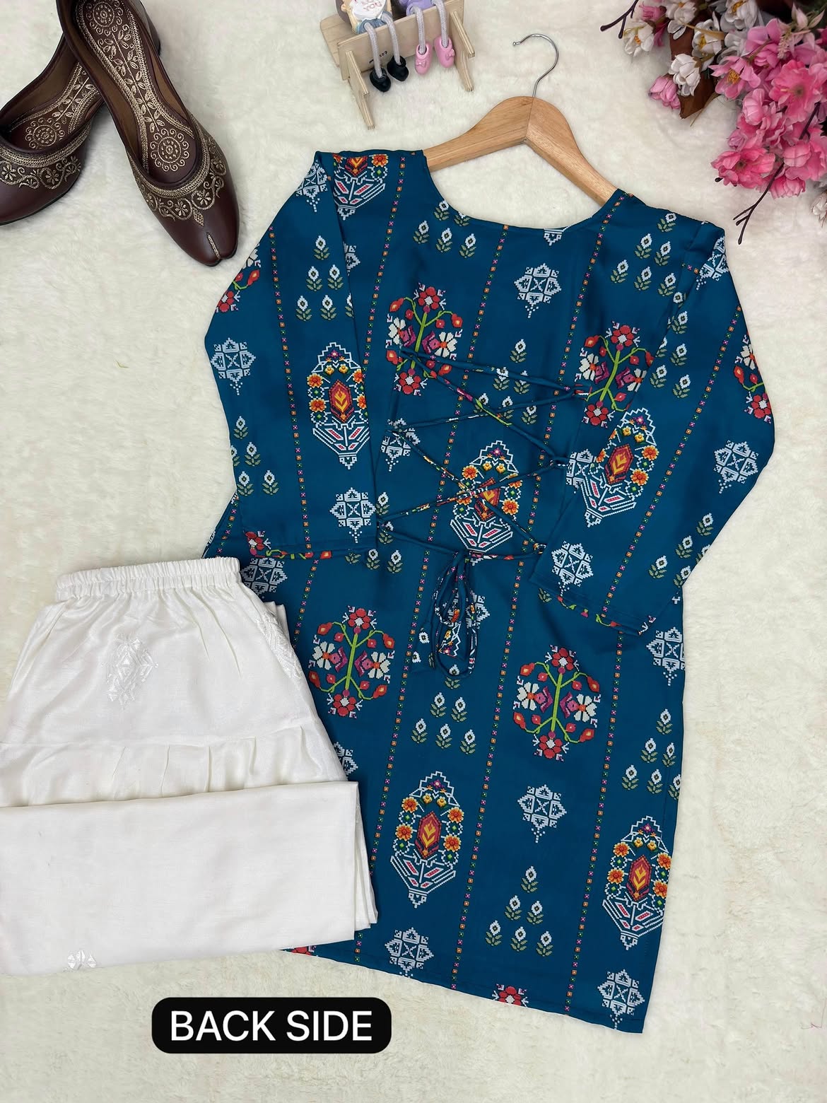 Fully Digital printed kurti with fitting adjustable dori on back side
