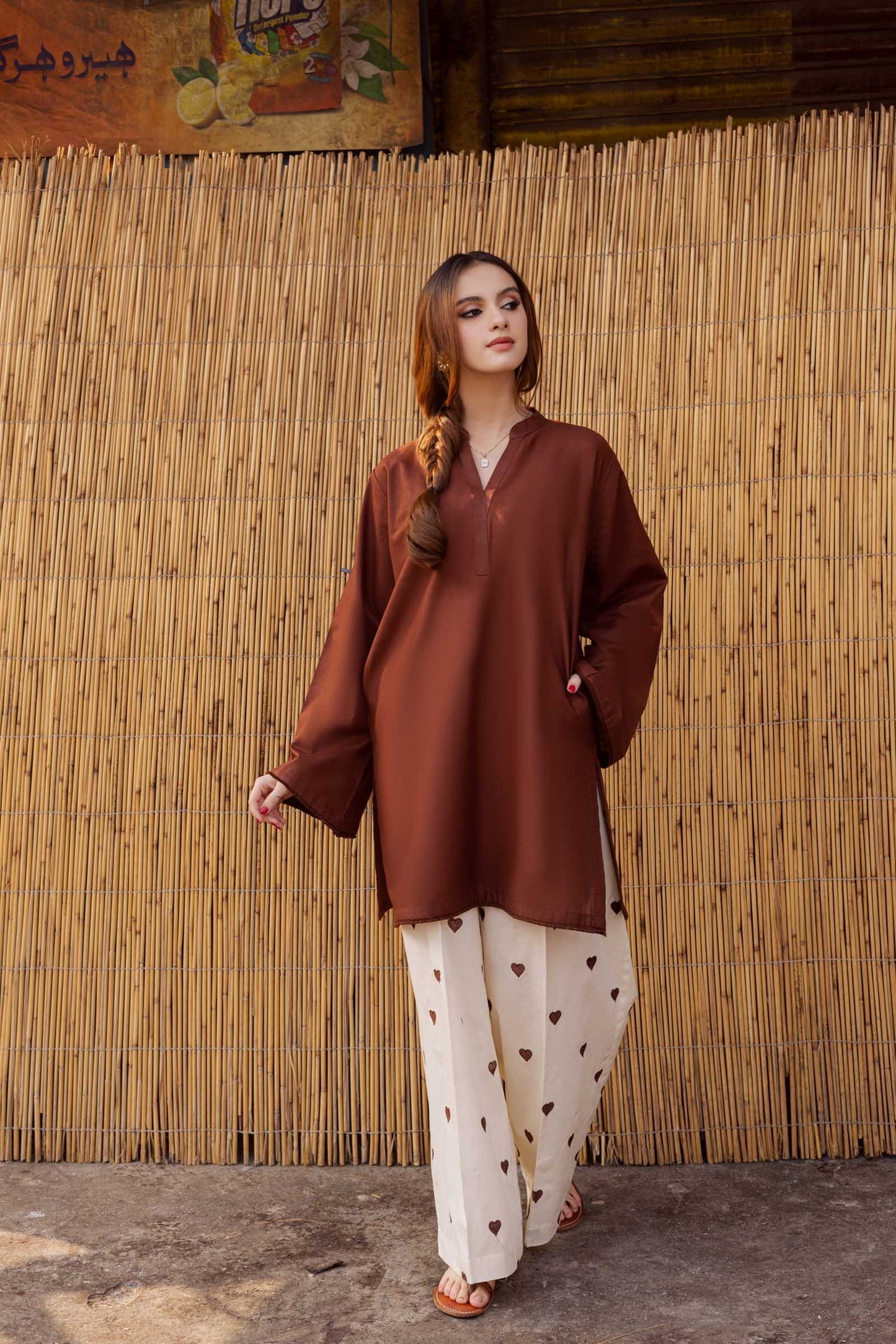 2PC Embroidered MSK 05 – Chocolate Brown