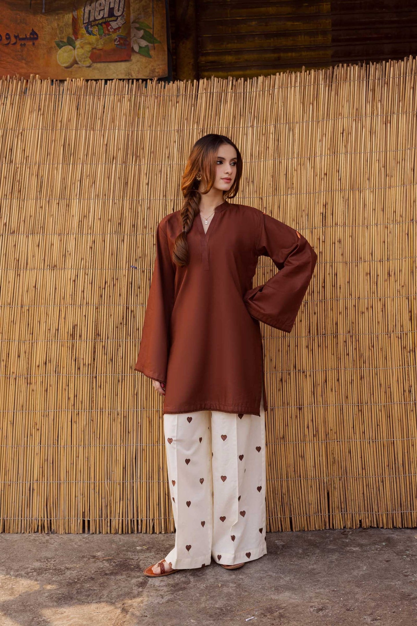 2PC Embroidered MSK 05 – Chocolate Brown
