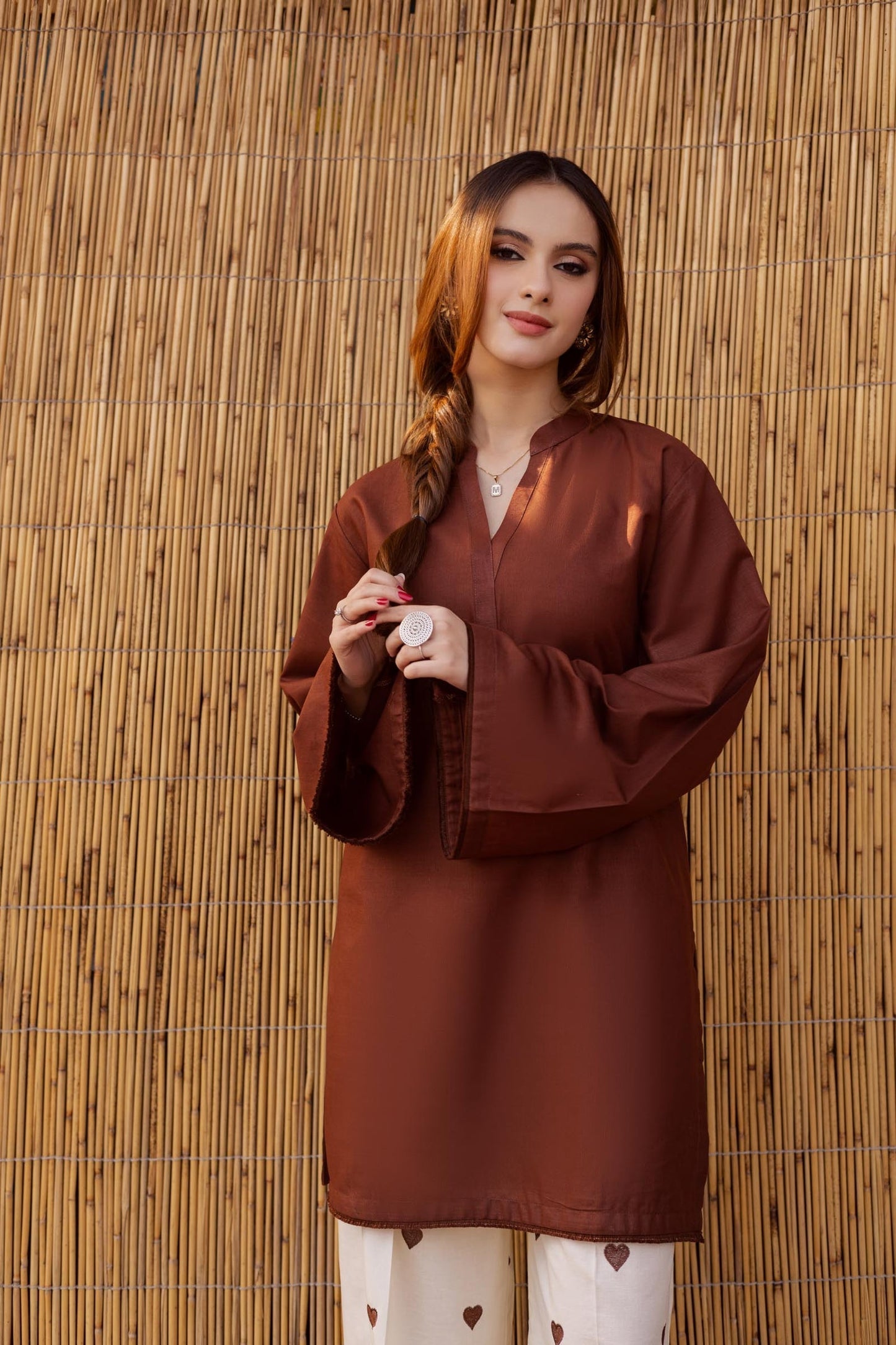 2PC Embroidered MSK 05 – Chocolate Brown