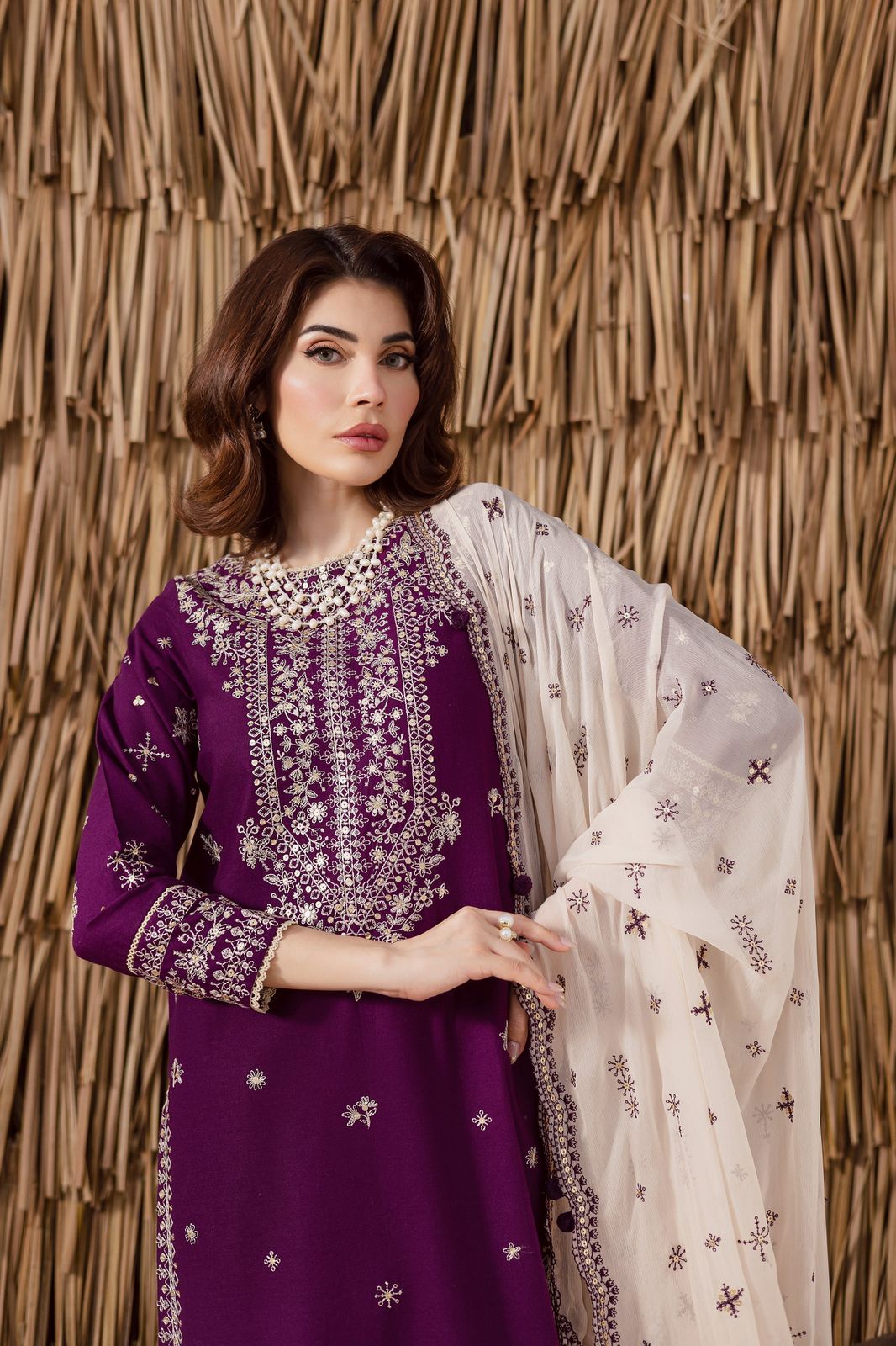 Solace 3Pc - Embroidered Dress