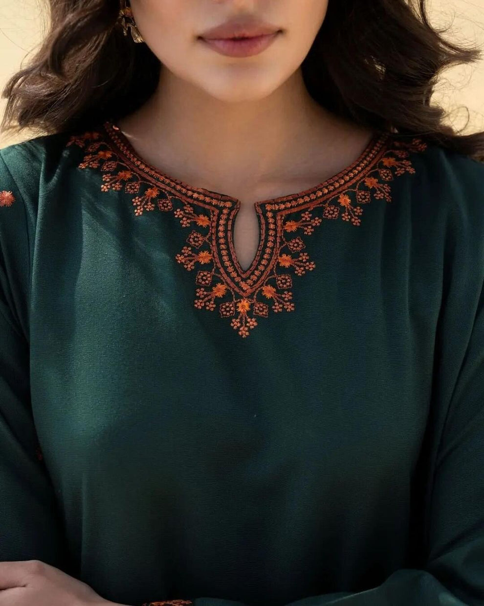 Bottle Green Embroidered Co-ord Set
